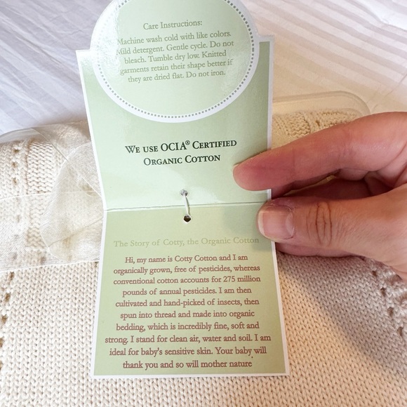 American Baby Company Sweater Knit Swaddle Blanket, Organic Cotton Natural Color - Picture 4 of 8